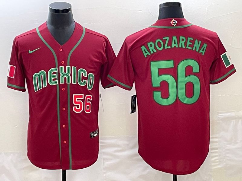 Men 2023 World Cub Mexico #56 Arozarena Red Nike MLB Jersey25